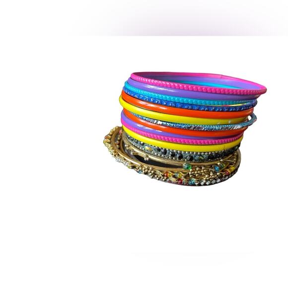 Mixed Bracelet Stackable Brangles Neon and ethnic styles Y2K Vintage - Picture 3 of 4